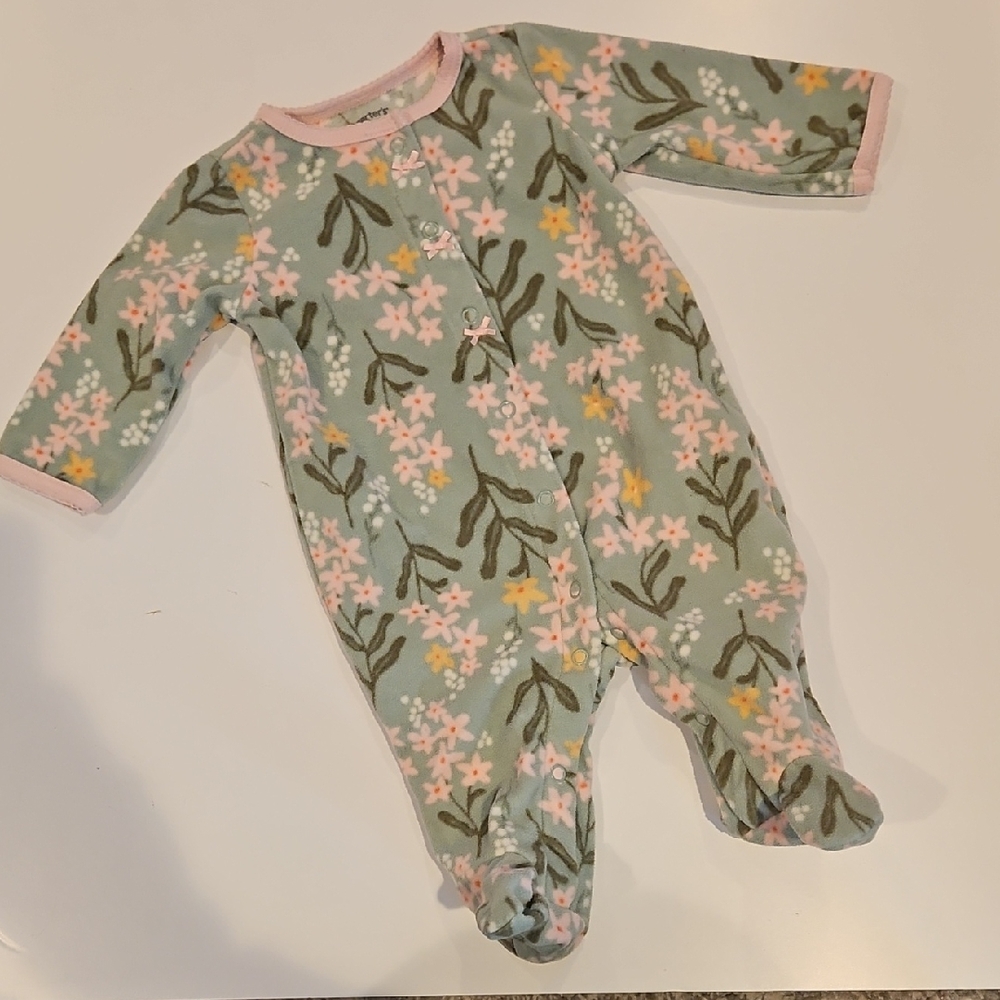 Carter's Floral Footie Pajama - Green and Pink